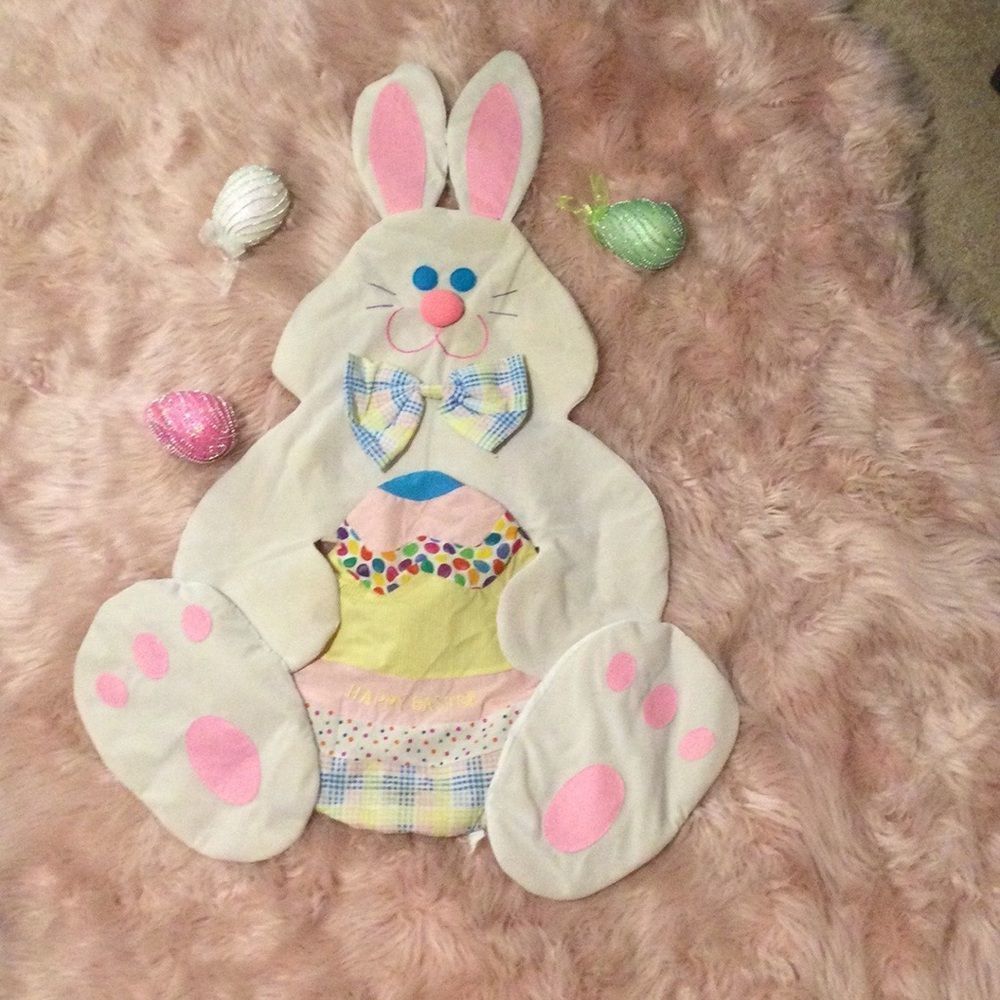 Large pastel color Easter Buuny wall hanging 38 X 28 jelly beans
